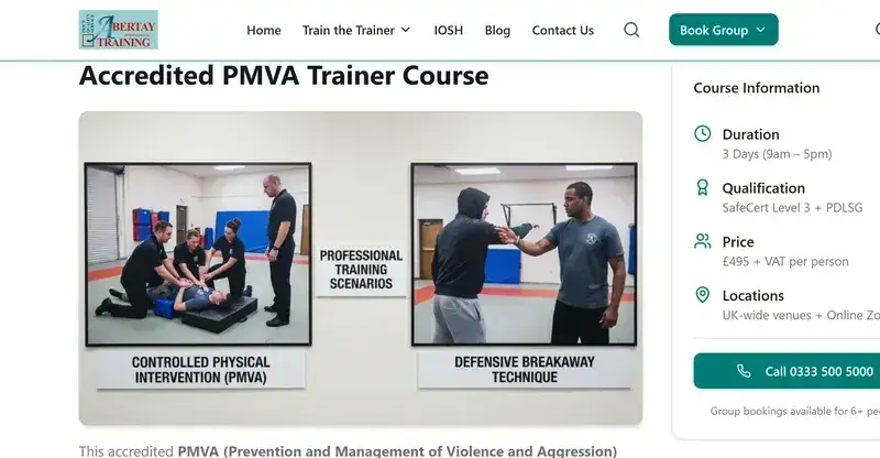 PMVA training scenarios: Controlled Physical Intervention (PMVA) and Defensive Breakaway Technique